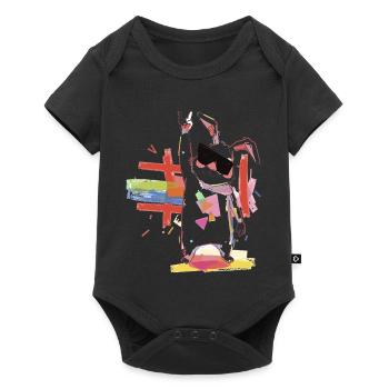 Regenbogenroboter Partystar - Baby Premium Kurzarmbody - Schwarz - Vorne