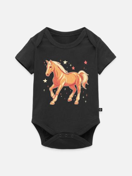 Pferd mit Sternen - Baby Premium Kurzarmbody - Schwarz
