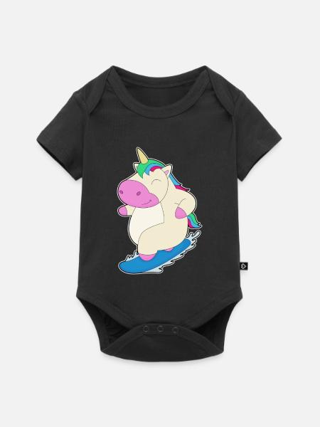 Einhorn Snowboarder Snowboard - Baby Premium Kurzarmbody - Schwarz