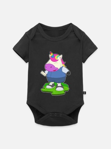 Einhorn Brief - Baby Premium Kurzarmbody - Schwarz