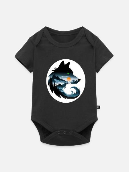Wolf Landschaft - Baby Premium Kurzarmbody - Schwarz