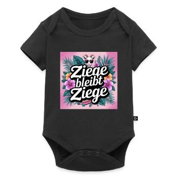 Ziege bleibt Ziege mit tropicalischer Pflanzenwelt - Baby Premium Kurzarmbody - Schwarz - Vorne