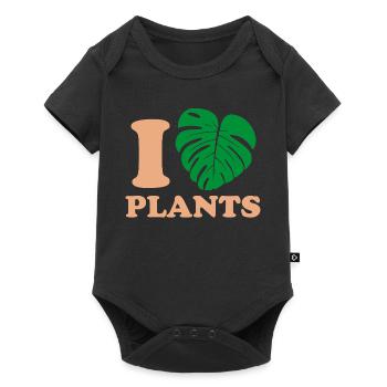 Tropique Naturel Monstera Design - Body à manches courtes Premium Bébé - noir - Devant