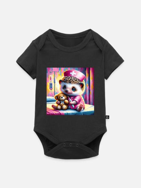 Niedlicher Igel im Pflegezimmer - Baby Premium Kurzarmbody - Schwarz
