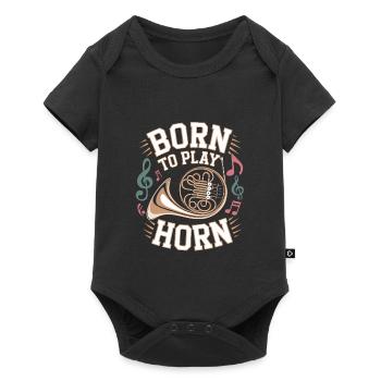Né pour jouer du cor français - Né pour jouer du cor - Body à manches courtes Premium Bébé - noir - Devant