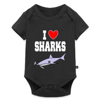 J’aime les requins Drôle de requin à tête de marteau, marteau mignon - Body à manches courtes Premium Bébé - noir - Devant