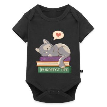 Chat et livres - Purrfect life - Body à manches courtes Premium Bébé - noir - Devant
