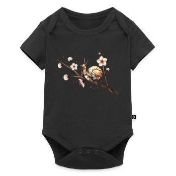 Snail on a flower branch – motif for spring - Baby Premium short-sleeve bodysuit - black - Front