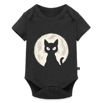 Chat dans la lune - Body à manches courtes Premium Bébé - noir - Devant