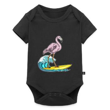 Été de surf sur planche de surf au flamant rose - Body à manches courtes Premium Bébé - noir - Devant