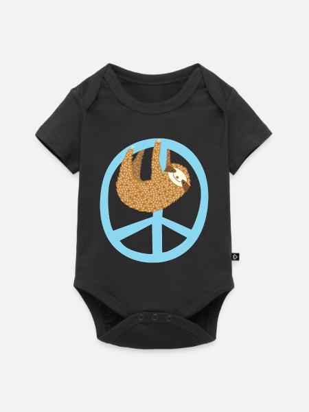 Faultier Peacezeichen - Baby Premium Kurzarmbody - Schwarz