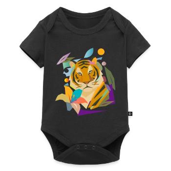 Tiger with Blossom – Powerful Nature Motif - Baby Premium short-sleeve bodysuit - black - Front