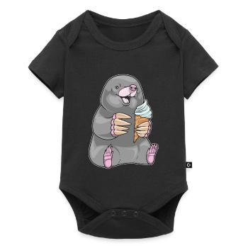 Maulwurf Waffeleis - Baby Premium Kurzarmbody - Schwarz - Vorne