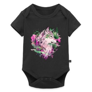 Loup Tête de loup Forêt Nature Nature Montagnes Nature sauvage Coloré - Body à manches courtes Premium Bébé - noir - Devant