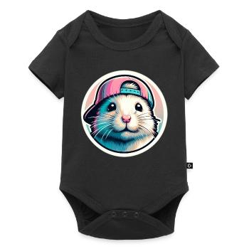 Hamster with cap in pastel - Baby Premium short-sleeve bodysuit - black - Front