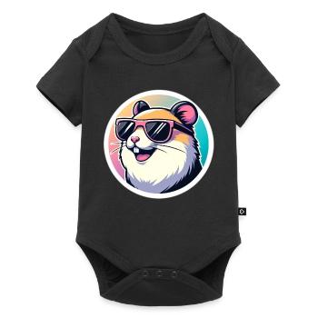 Hamster with sunglasses in pastel - Baby Premium short-sleeve bodysuit - black - Front