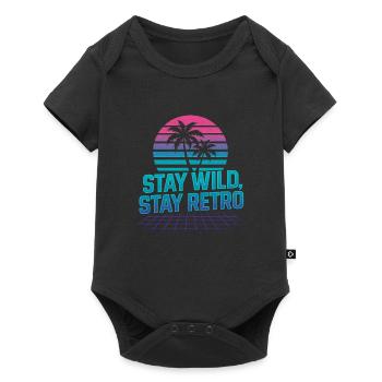 Stay Wild, Stay Retro Palm Trees Neon - Baby Premium short-sleeve bodysuit - black - Front