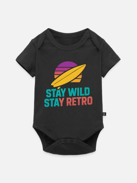 Stay Wild Stay Retro Surf - Baby Premium short-sleeve bodysuit - black