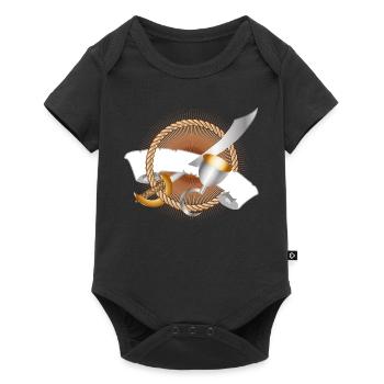 Pirate Saber & Hook Hand with Banner Adventure Motif - Baby Premium short-sleeve bodysuit - black - Front