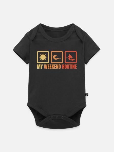 Surfer Wochenendroutine - Baby Premium Kurzarmbody - Schwarz