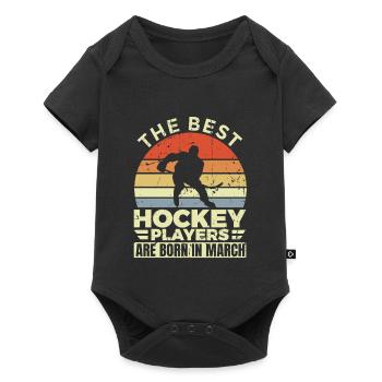 Eishockeyspieler März geboren - Baby Premium Kurzarmbody - Schwarz - Vorne
