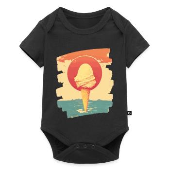 Eis und Eiscreme Kugel - Baby Premium Kurzarmbody - Schwarz - Vorne