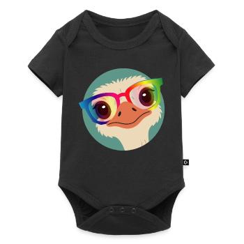 Bouquet with rainbow glasses – Cheeky animal motif - Baby Premium short-sleeve bodysuit - black - Front