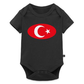 Drapeau Turkiye Turc Ovale - Body à manches courtes Premium Bébé - noir - Devant