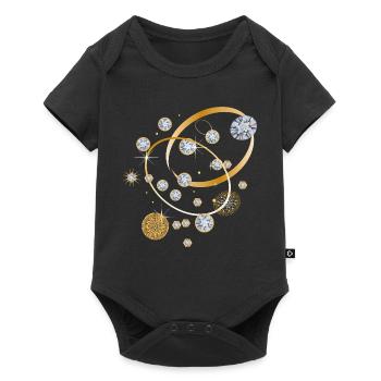 Diamanten-Konstellation in goldenen Bahnen - Baby Premium Kurzarmbody - Schwarz - Vorne