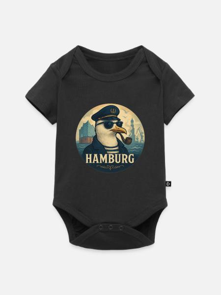Captain Möwe – Hamburg Style - Baby Premium Kurzarmbody - Schwarz