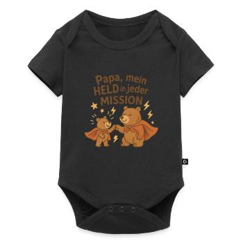 Papa, mein Held in jeder Mission - Baby Premium Kurzarmbody - Schwarz - Vorne