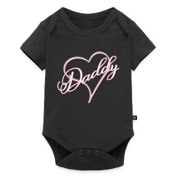 Papa avec coeur fille rose - Body à manches courtes Premium Bébé - noir - Devant