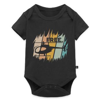 vintage Helikopter - Hubschrauber und Free Logo - Baby Premium Kurzarmbody - Schwarz - Vorne