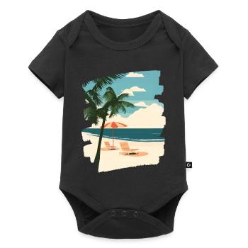 Plage Palmiers Soleil Été - Body à manches courtes Premium Bébé - noir - Devant