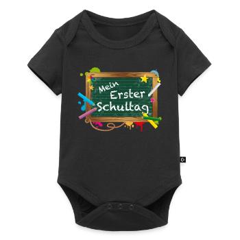 Bunte Schultafel mit fröhlicher Typografie - Baby Premium Kurzarmbody - Schwarz - Vorne