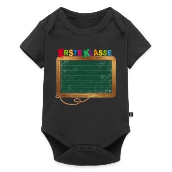Leere Schultafel zum Beschriften für Schulanfang - Baby Premium Kurzarmbody - Schwarz - Vorne