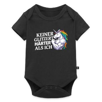 Härter als ich – Einhorn Kraftdesign - Baby Premium Kurzarmbody - Schwarz - Vorne