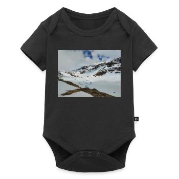 Alpine landscape, turquoise icy lake - Baby Premium short-sleeve bodysuit - black - Front