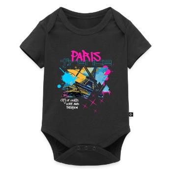 Paris, France, Ville, Horizon, Tour Eiffel, Graffiti - Body à manches courtes Premium Bébé - noir - Devant