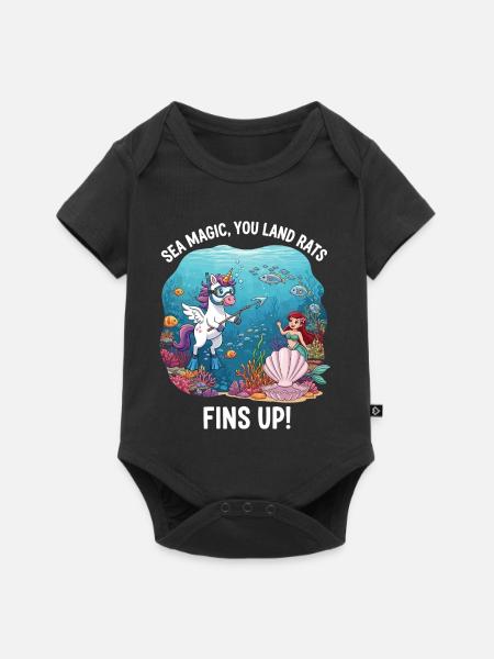 Meeresmagie mit Einhorn - Baby Premium Kurzarmbody - Schwarz