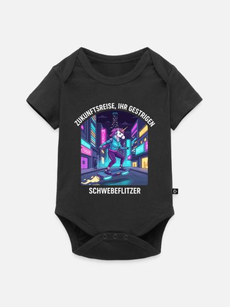 Zukunftseinhorn - Baby Premium Kurzarmbody - Schwarz