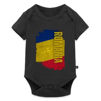 Drapeau de la Roumanie vertical, Maître Roumanie - Body à manches courtes Premium Bébé - noir - Devant