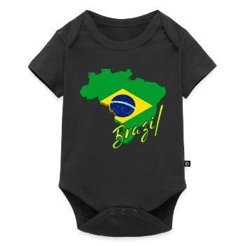 Map of Brazil, flag of Brazil - Baby Premium short-sleeve bodysuit - black - Front