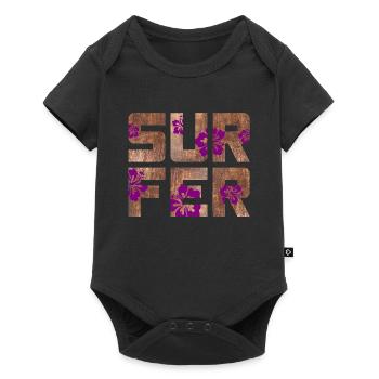 Surfer Hawai Hibiskus Blüte Urlaub Wassersport - Baby Premium Kurzarmbody - Schwarz - Vorne