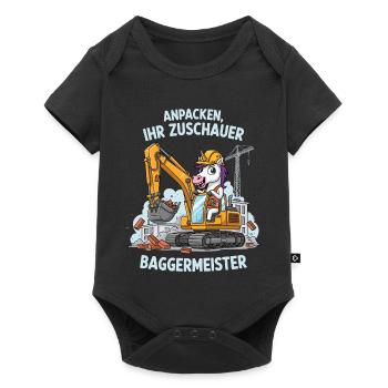 Einhorn Baggermeister - Baby Premium Kurzarmbody - Schwarz - Vorne