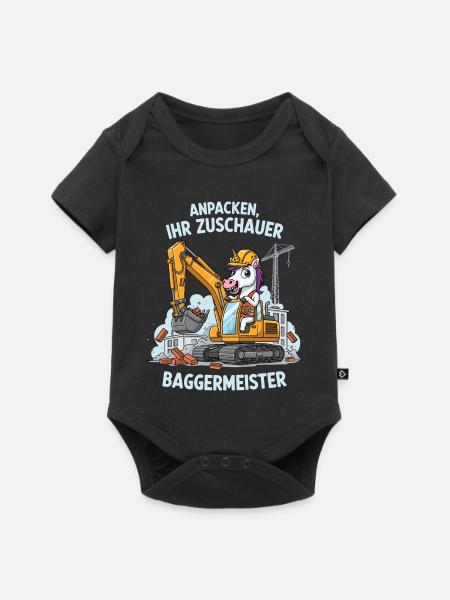 Einhorn Baggermeister - Baby Premium Kurzarmbody - Schwarz