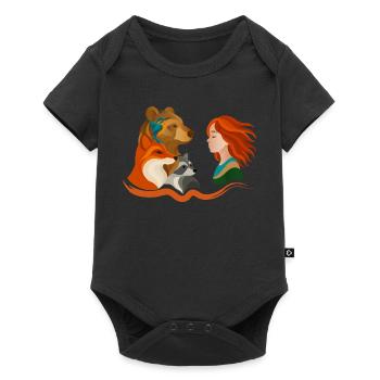 Girl with red hair and forest animals - Baby Premium short-sleeve bodysuit - black - Front