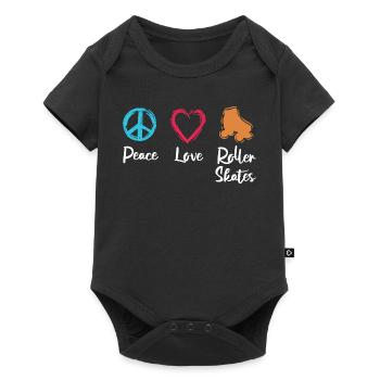 Frieden Liebe Rollerskates - Baby Premium Kurzarmbody - Schwarz - Vorne