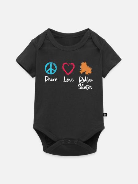 Frieden Liebe Rollerskates - Baby Premium Kurzarmbody - Schwarz