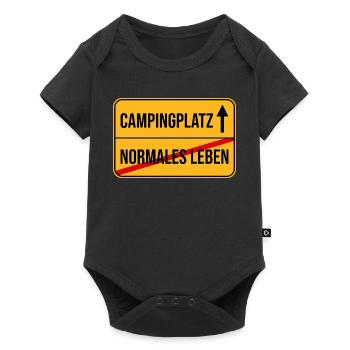 Campingplatz Warnhinweis Design - Baby Premium Kurzarmbody - Schwarz - Vorne